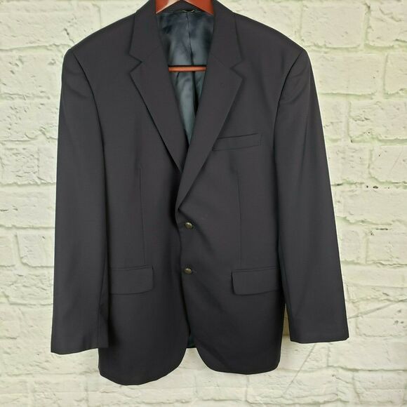 Jos A Bank Men's Blazer Size 42R Wool Navy 2 Button Sports Coat Eagle Buttons - Picture 1 of 8